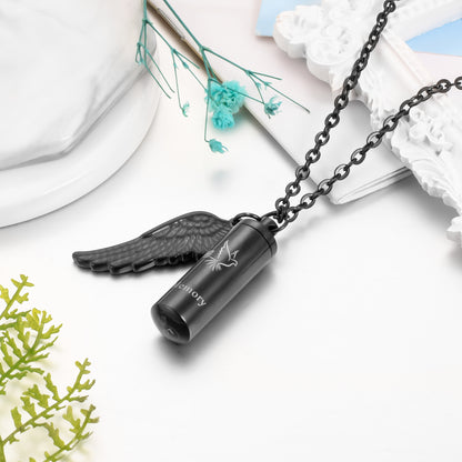 Cylindrical Cremation Necklace with Cross