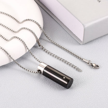 Black Cylinder Cremation Necklace