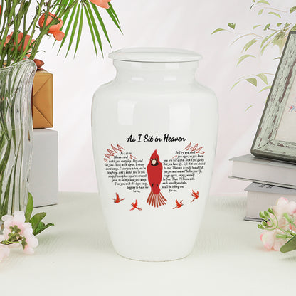 10 Inches Red Bird Cremation Urns for Human Ashes Ceramic Keepsake