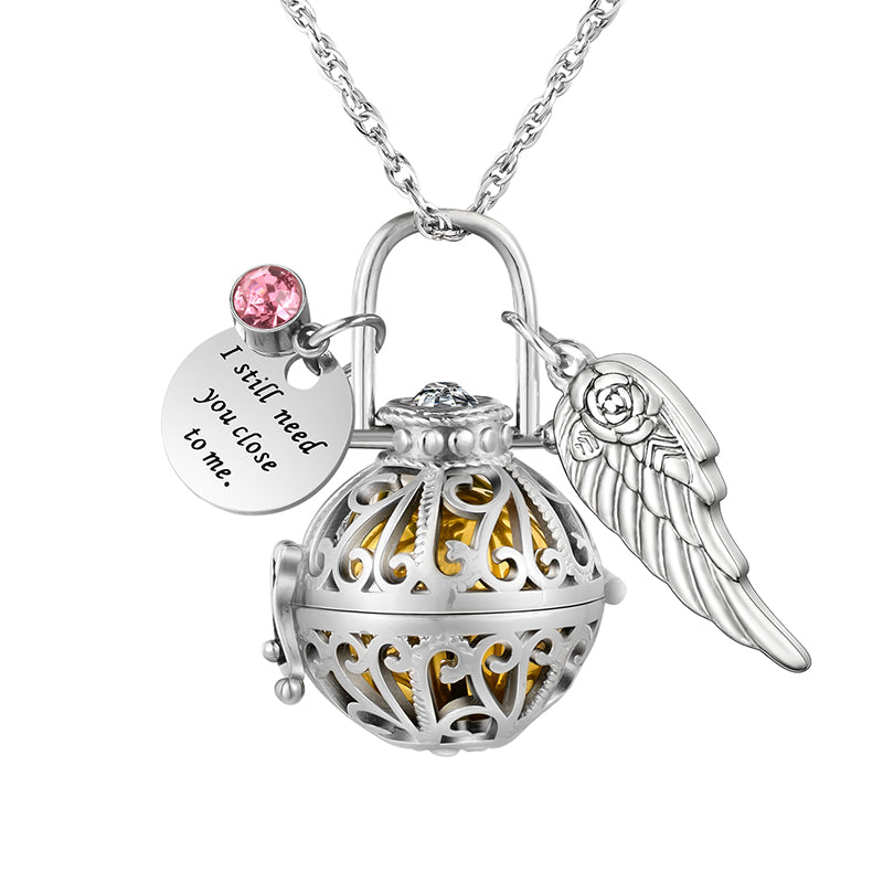 Hollow Heart Cremation Jewelry For Ashes, Lantern Design Stainless Steel Memorial Locket Necklace