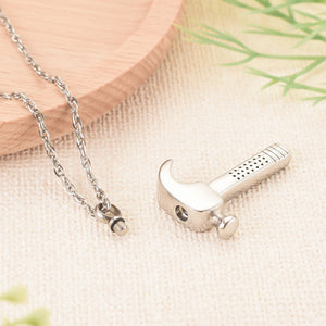 Stainless steel silver color wrench + hammer-filled pendant necklace