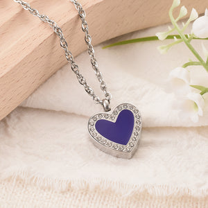 Purple Heart Urn Pendant Necklace - Memorial Ash Cremation Jewellery