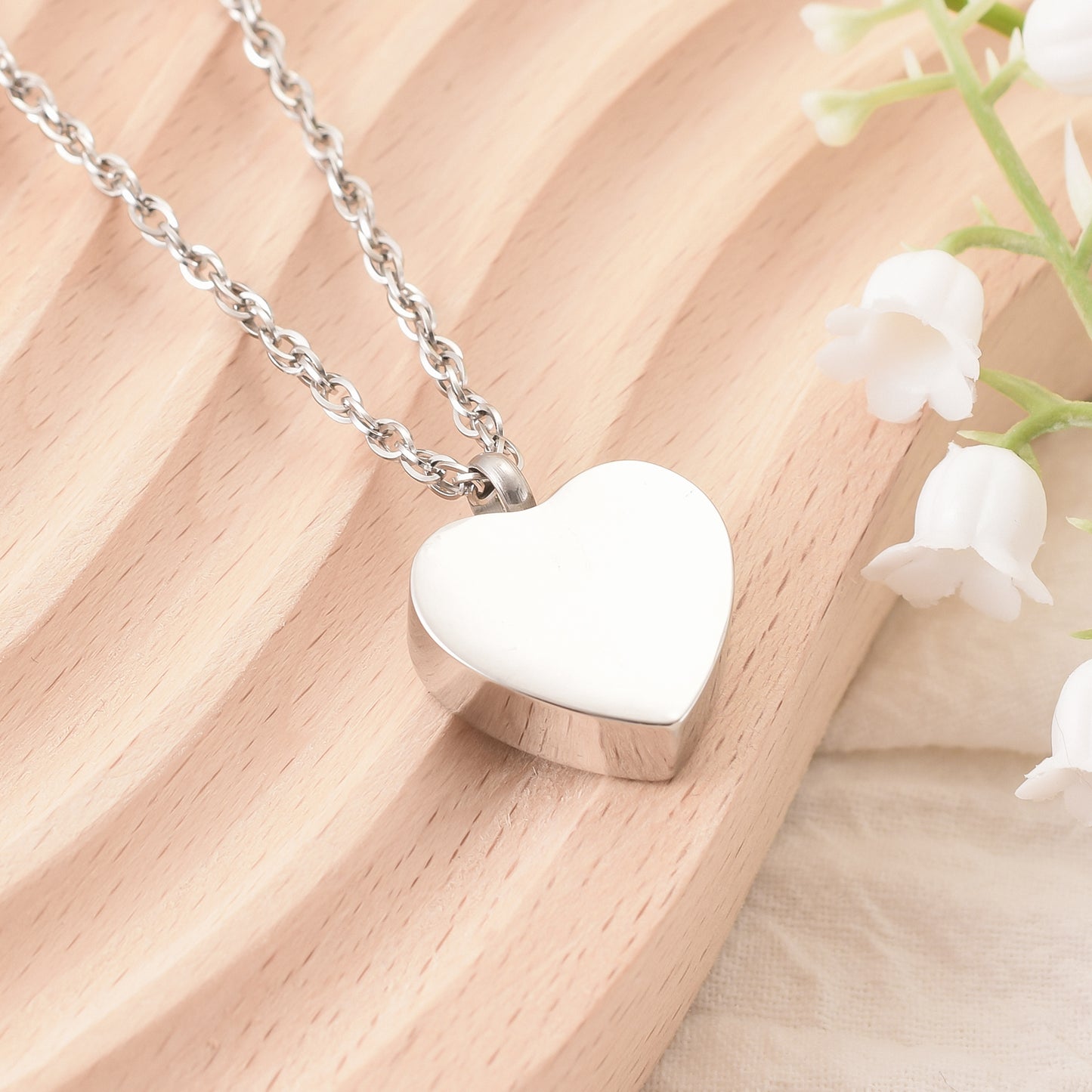 Purple Enamel Rhinestone Heart Memorial Necklace