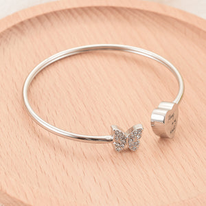 Butterfly Heart Cremation Bracelet with Zircon