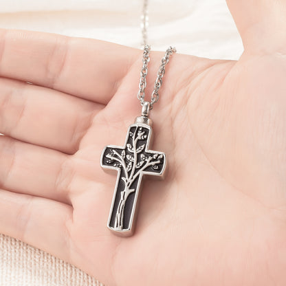 Cross Memorial Pendant with Tree Design