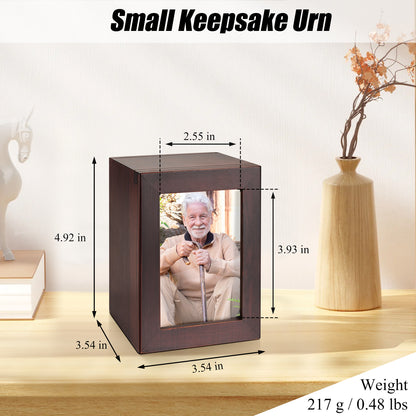 Small Wood Urn with Photo Frame, Black