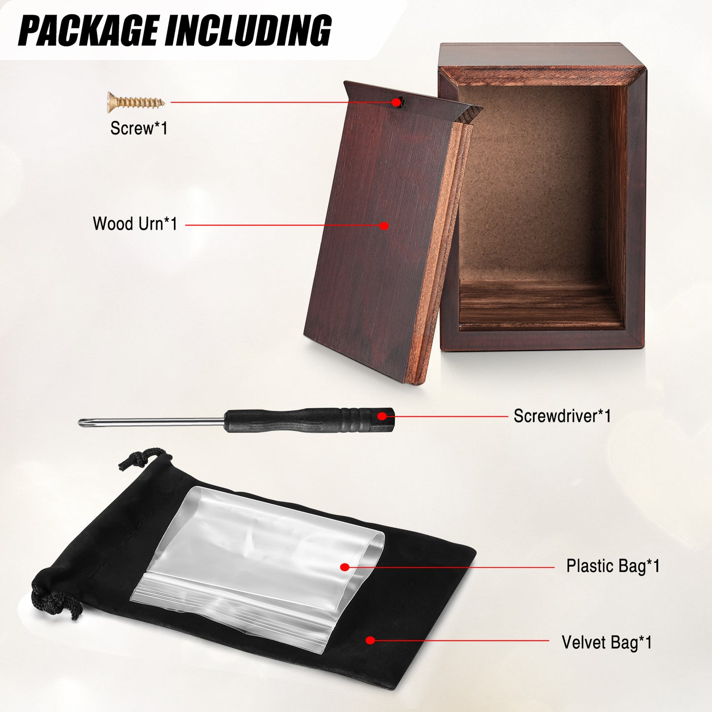 Small Wood Urn with Photo Frame, Black