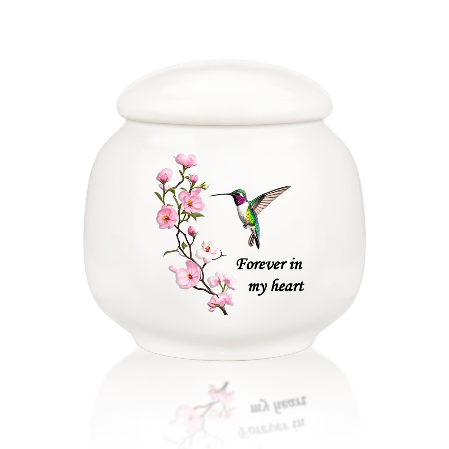 Ceramic Urn for Human Ashes, Flying Bird with Flower