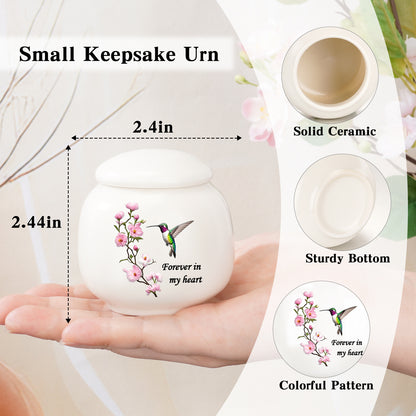 Ceramic Urn for Human Ashes, Flying Bird with Flower