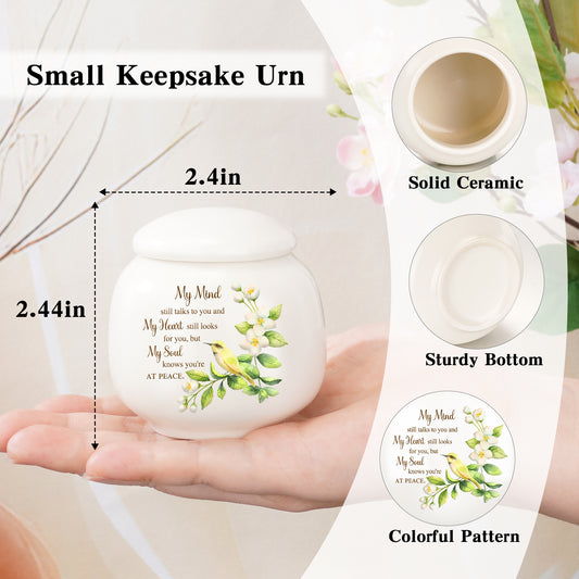 Ceramic Urn for Human Ashes, Flying Bird with Flower