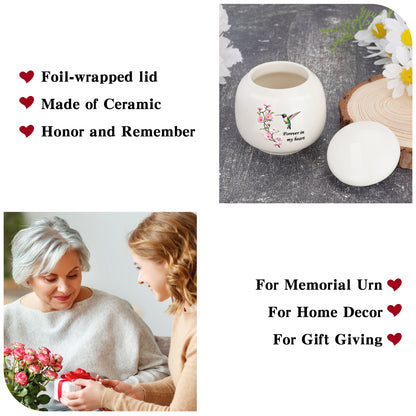 Ceramic Urn for Human Ashes, Flying Bird with Flower