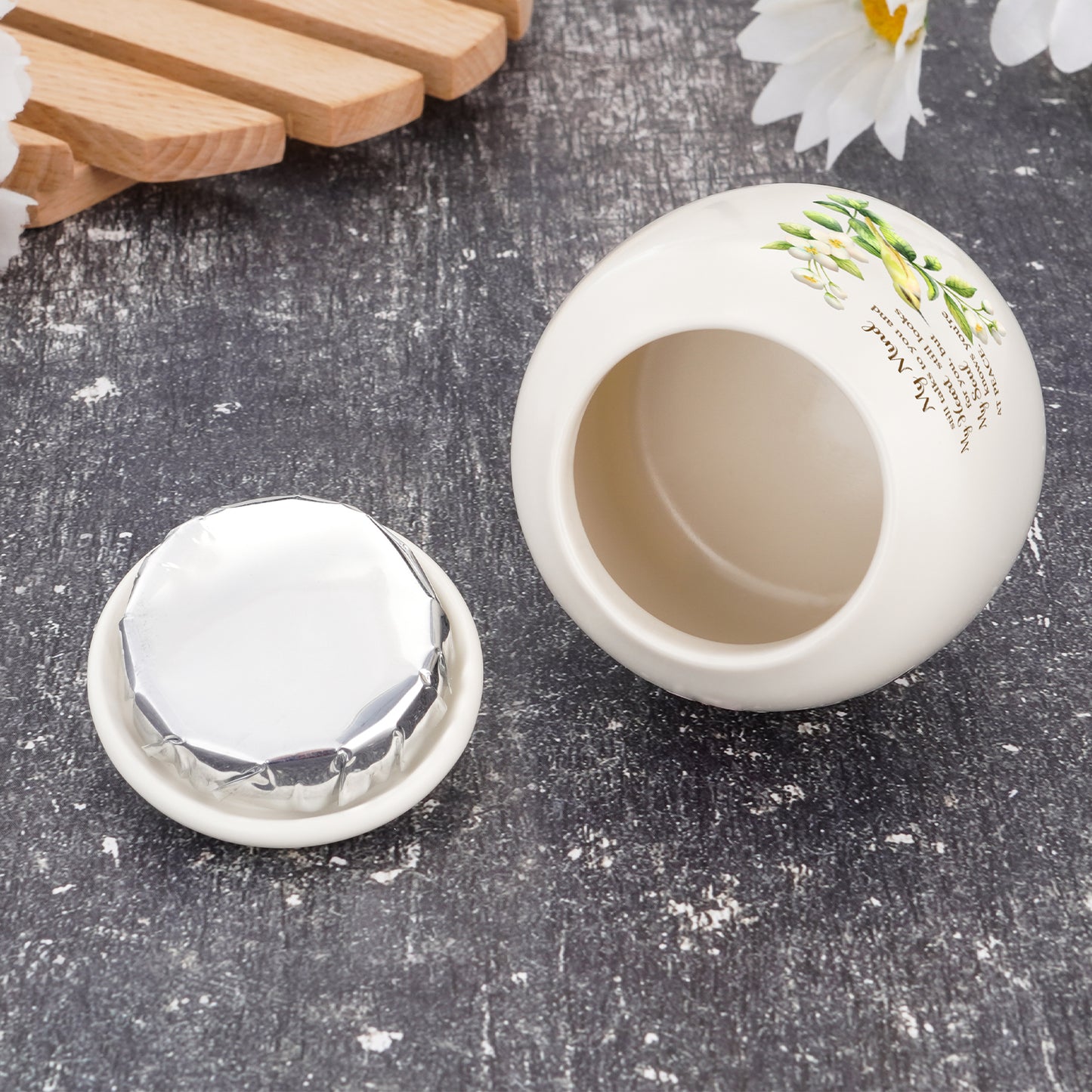 Ceramic Urn for Human Ashes, Flying Bird with Flower