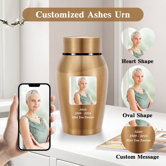 Stainless Steel Photo Personalized Urn for Human Ashes