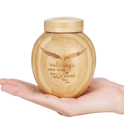Small Wood Urn for Ashes Keepsake, Bamboo