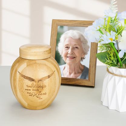 Small Wood Urn for Ashes Keepsake, Bamboo