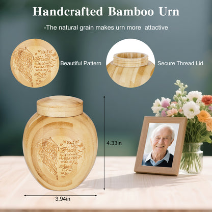 Small Wood Urn for Ashes Keepsake, Bamboo