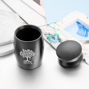 Black Cremation Urns with Tree of Life