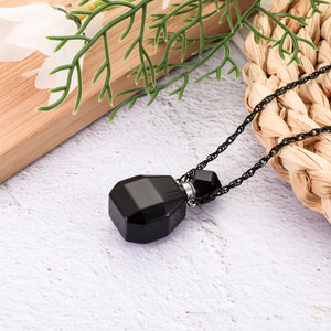 Black Healing Crystal Self-filled Urn Necklace