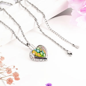Vintage and colorful Heart Cremation Pendant