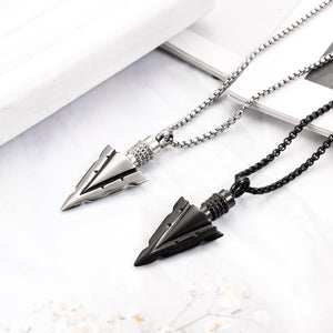 Steel and Black Arrow Cremation Pendant Necklace - 1 Set