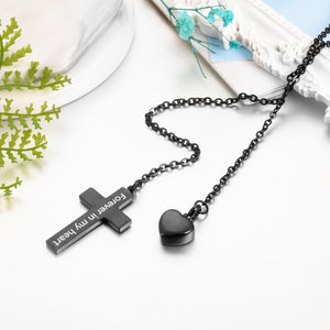 Cremation Jewelry with Cross and Heart