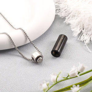 Cylinder Cremation Necklace with Diamond