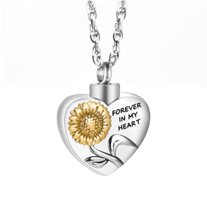 Heart Cremation Pendant Jewelry of Sunflower