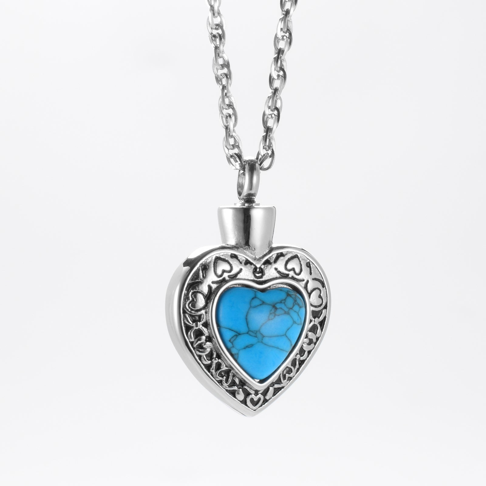 Blue Heart Cremation Necklace