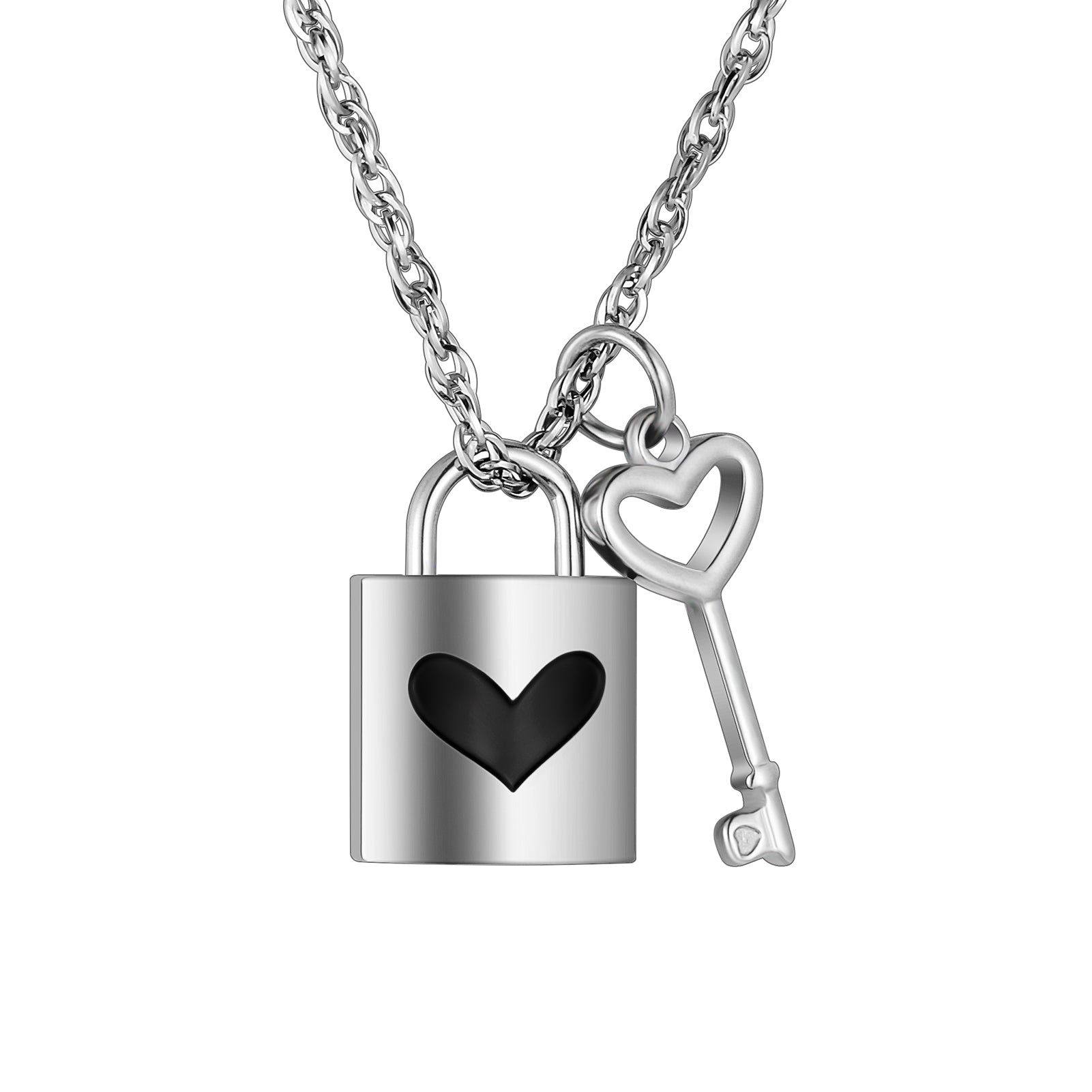 The Heart Series Silver Heart Lock & Key Necklace
