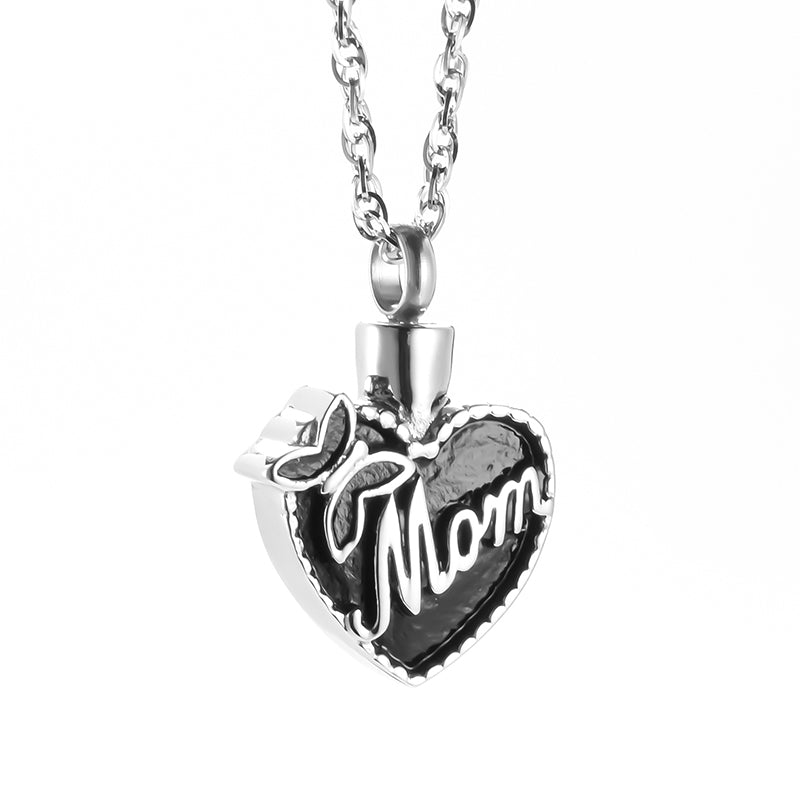 Black Heart Urn Necklace for Mom