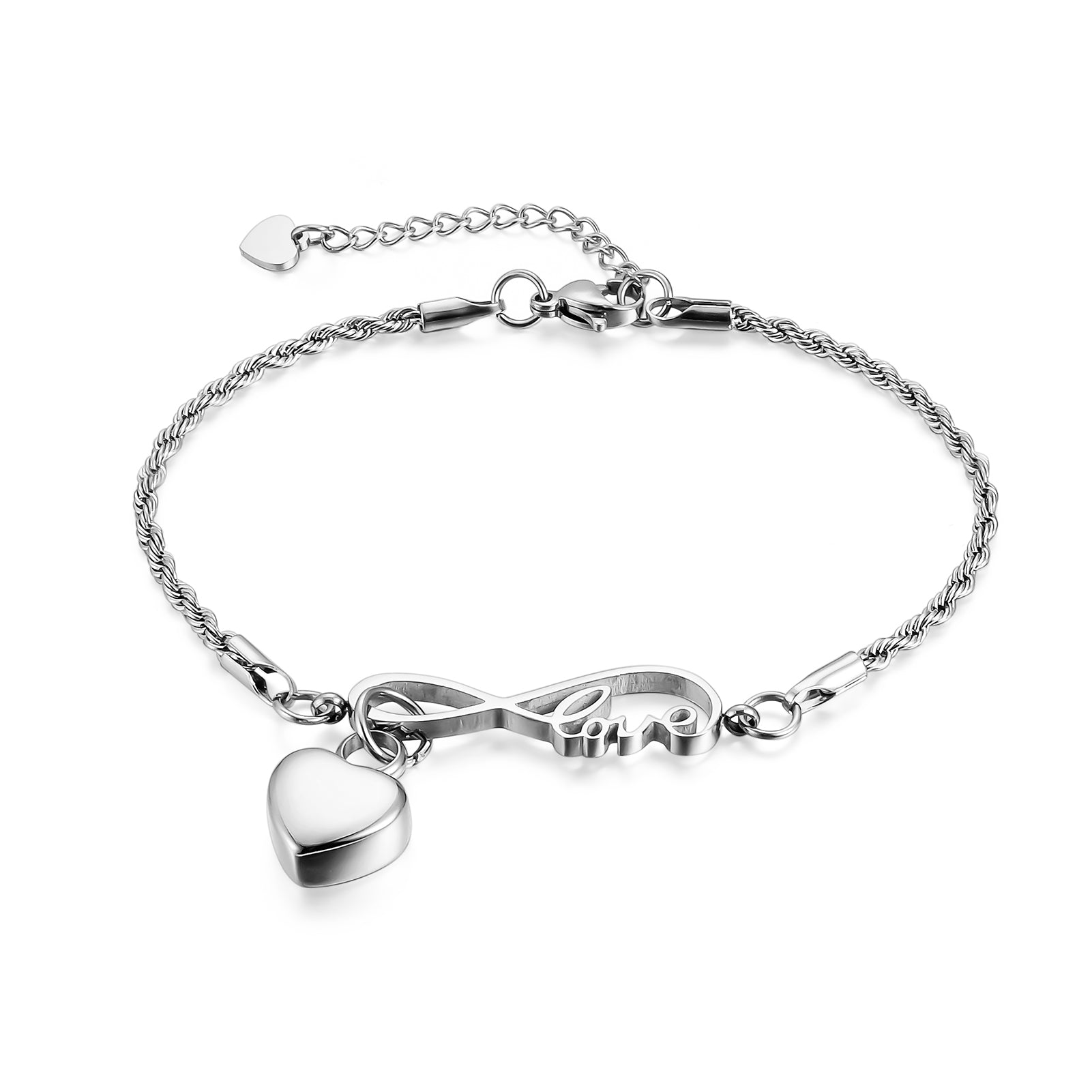 Infinity symbol and Heart Cremation Bracelet