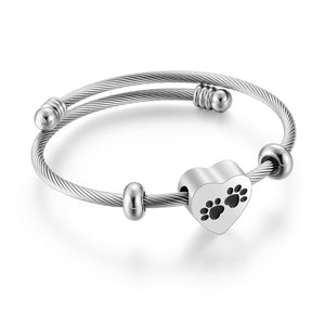 Heart and Paws Cremation Bracelet for Ashes