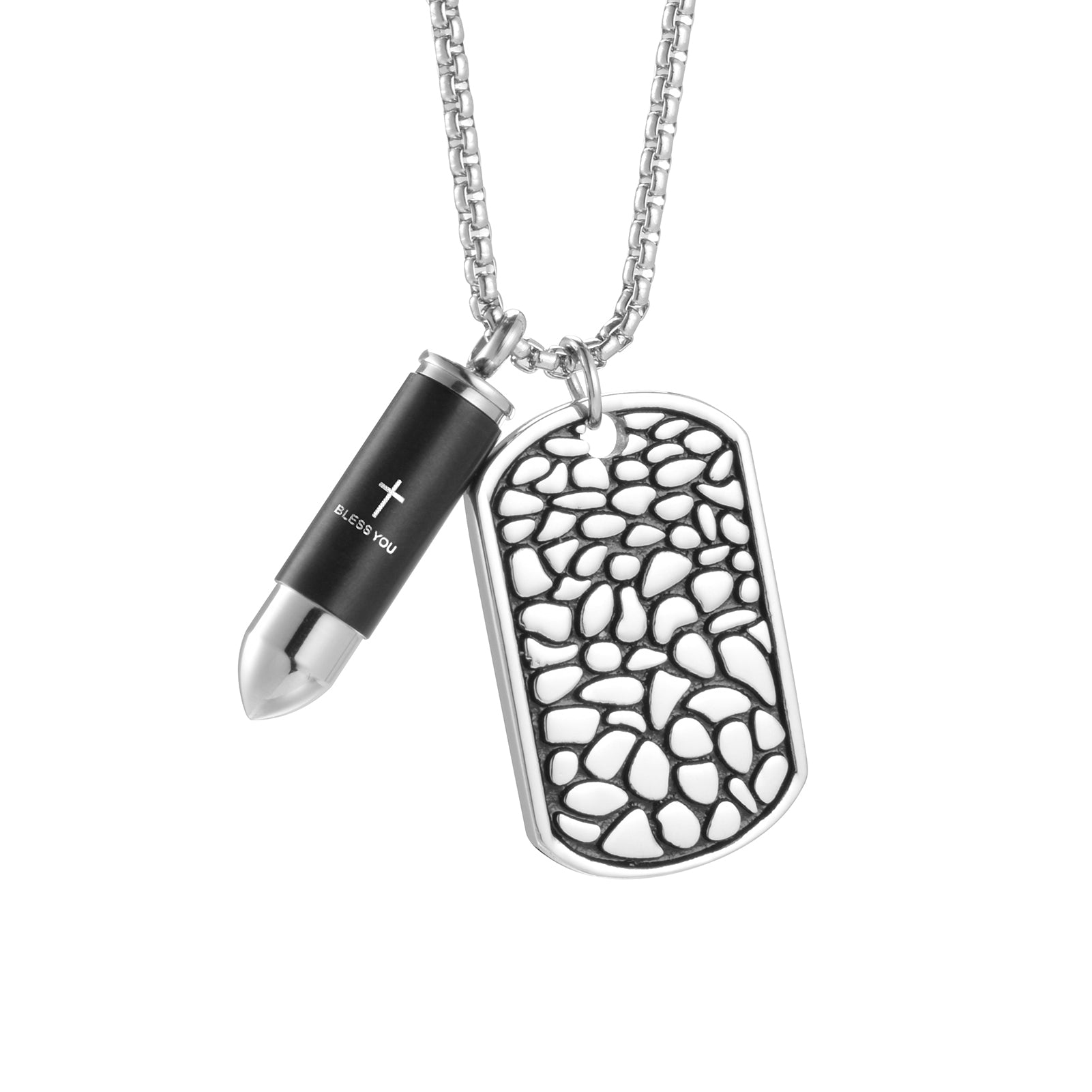 Bullet and Army Card Cremation Jewelry for Men