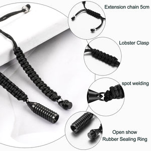 Adjusted Black Rope Cremation Bracelet