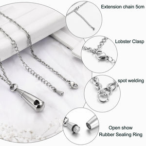 Heart and Water Drops Cremation Necklace