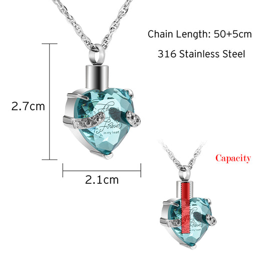 Heart  Cremation Pendant Necklace for Women
