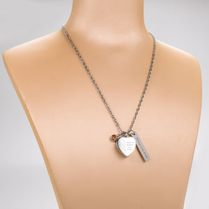 Heart and Bar Cremation Pendant with Birthstone