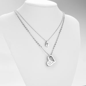 Double Necklace - Heart and  Drop of Water Urn  Necklace