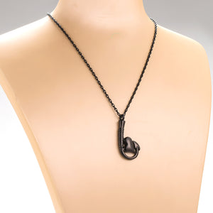 Fish Hook and Heart Cremation Necklace for Ashes