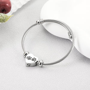 Heart and Paws Cremation Bracelet for Ashes