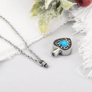 Heart and  Blue Turquoise Urn Necklace