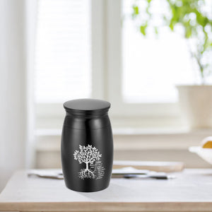 Black Cremation Urns with Tree of Life
