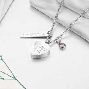 Heart and Bar Cremation Pendant with Birthstone