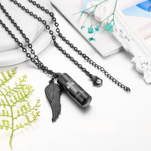 Cylindrical Cremation Necklace with Cross