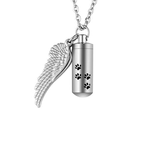 Cremation Necklaces with Angle Wing and Paws