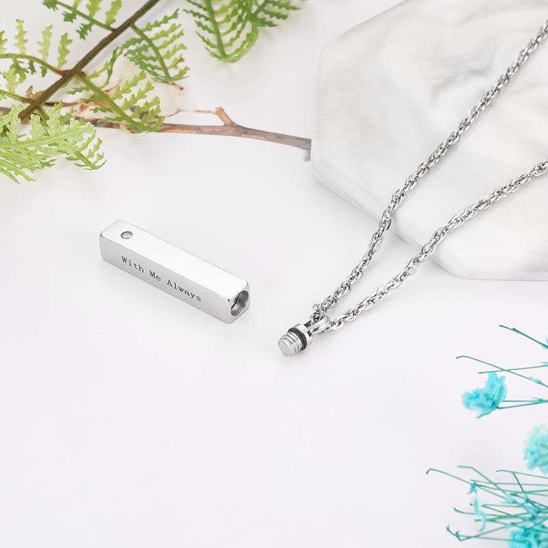 Memorial Cremation Ashes Necklace Bar-Engraving
