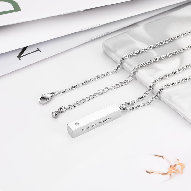 Memorial Cremation Ashes Necklace Bar-Engraving