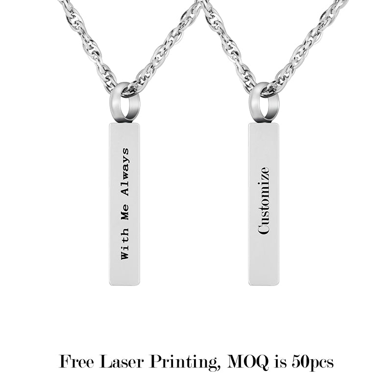 Memorial Cremation Ashes Necklace Bar-Engraving