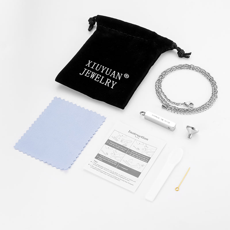 Memorial Cremation Ashes Necklace Bar-Engraving