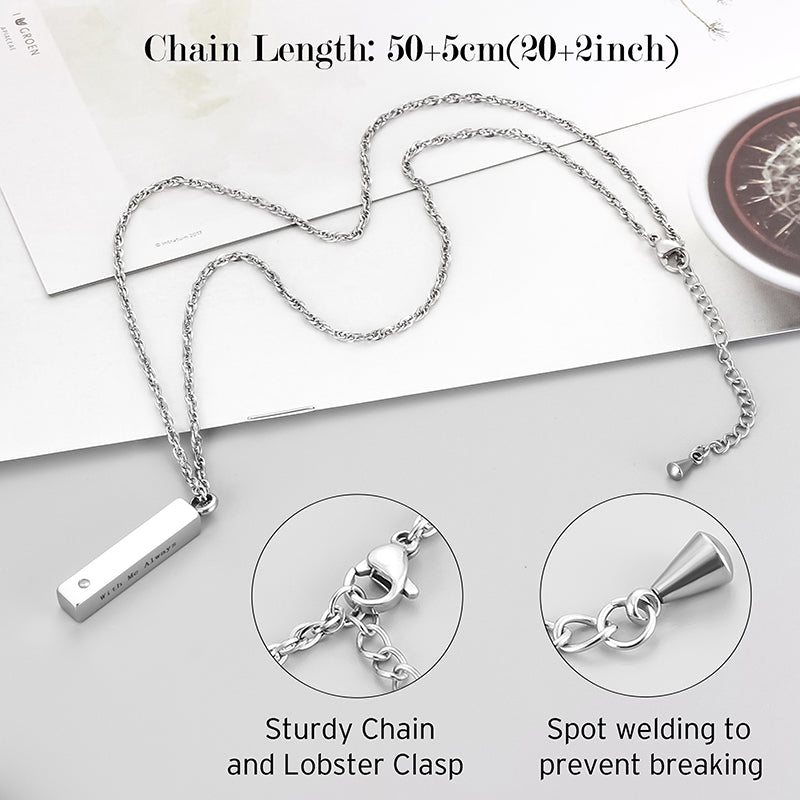 Memorial Cremation Ashes Necklace Bar-Engraving